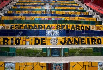 Detalhes dos azulejos da Escadaria Selarón no Rio de Janeiro - RJ. 