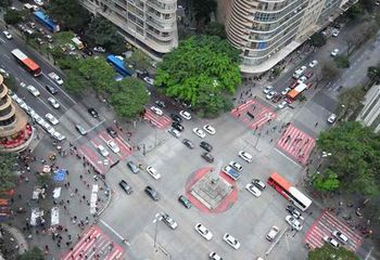 Vista aérea da Praça Sete de Setembro em Belo Horizonte - MG.